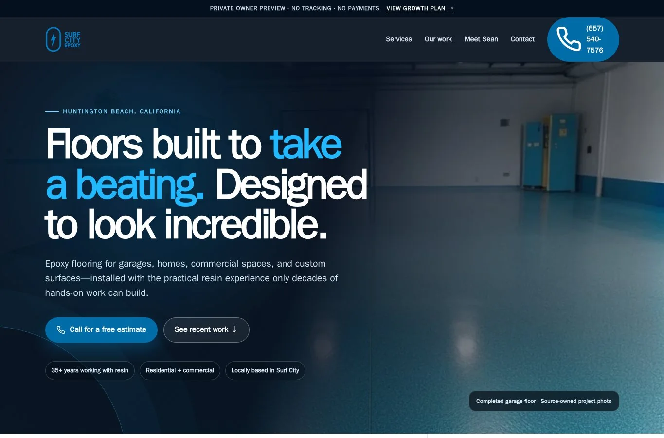 Surf City Epoxy website concept
